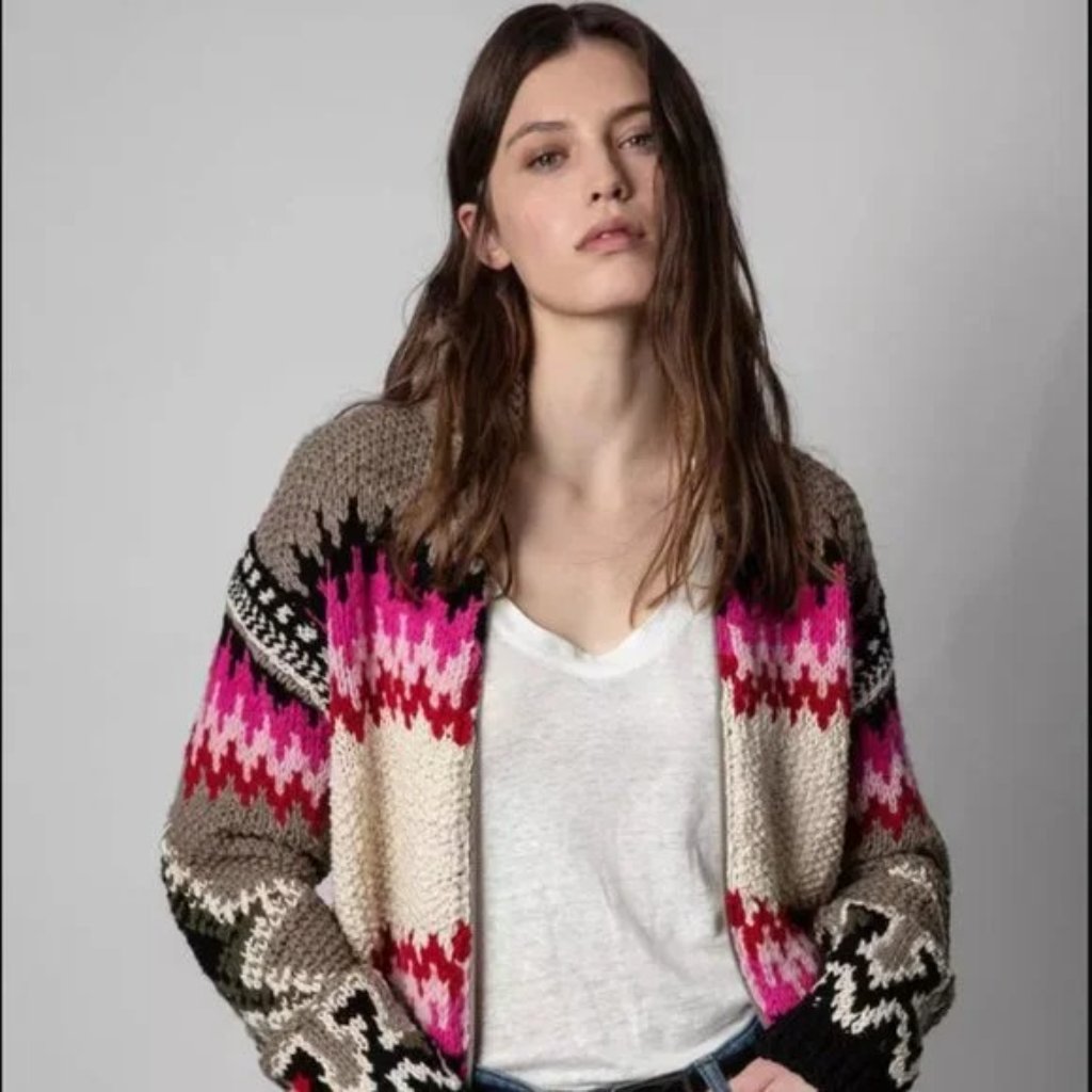 Zadig & Voltaire Zelly Tiger Knit Cardigan Sweater